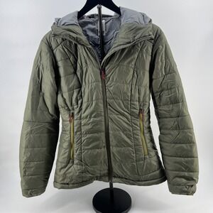 Forclaz Decathlon Trek 100 Hooded Padded Jacket Khaki Green Womens Large L